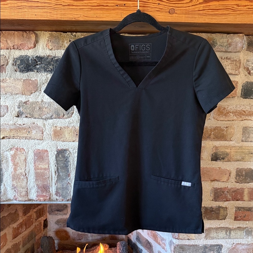FIGS Black Catarina Scrub Top | XXS | Medical Nurse Uniform